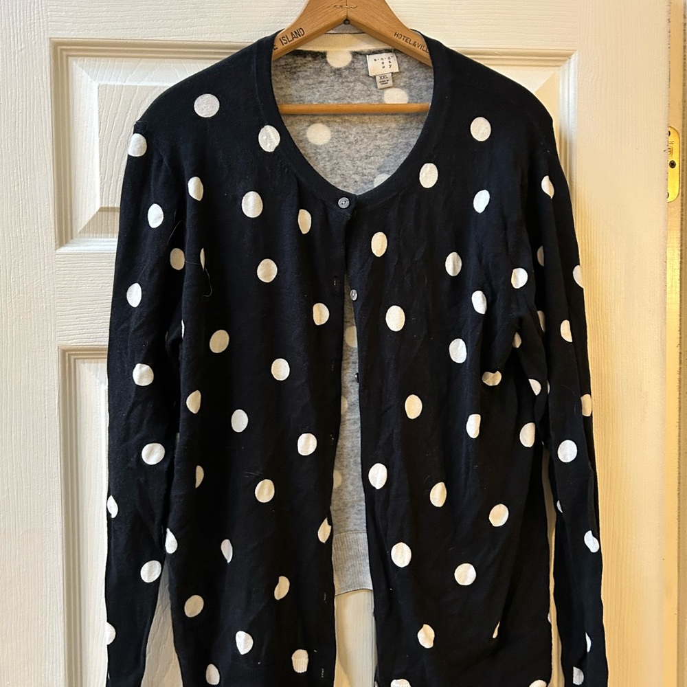 a new day Black and White Polka Dot Cardigan